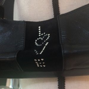 Nardelli Black Leather & Suede 'LOVE' Purse